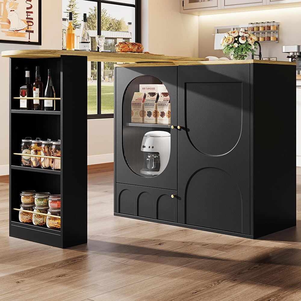 Tavolo bar rotante 360° - Xylo - con ripiano bianco/nero 138x39x102cm