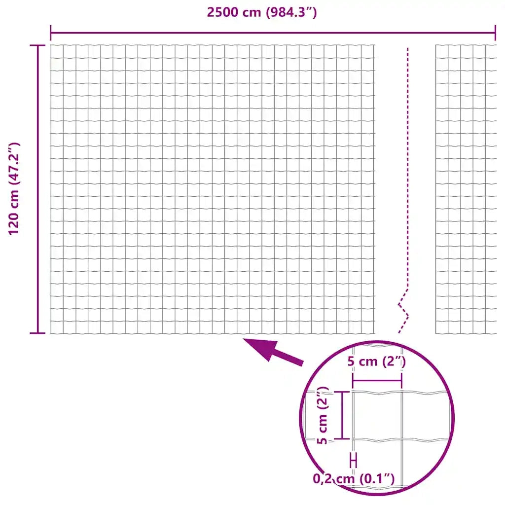 Recinzione Euro Grigio 1,2 x 25 m Ferro rivestito in PVC 42004518