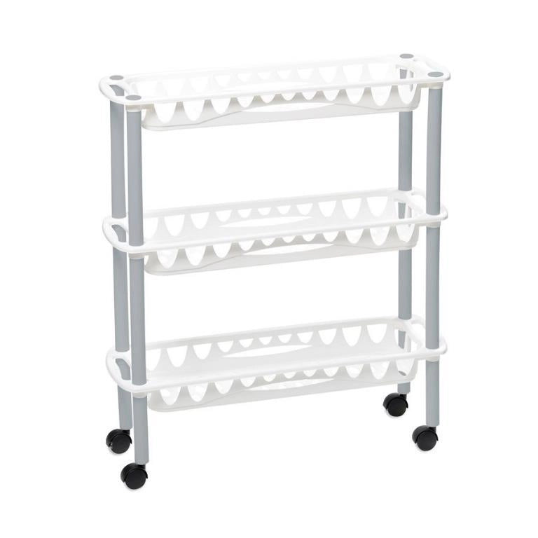 Carrello Portaverdure salvaspazio con ruote still 3 piani Bianco