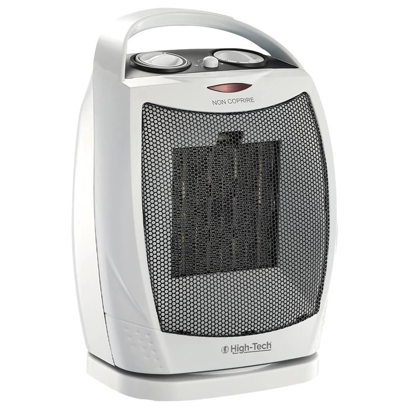 HIGH TECH TERMOVENTILATORE IN CERAMICA 2 LIVELLI DI POTENZA, TERMOSTATO, CAVO 130 CM 750-1500W