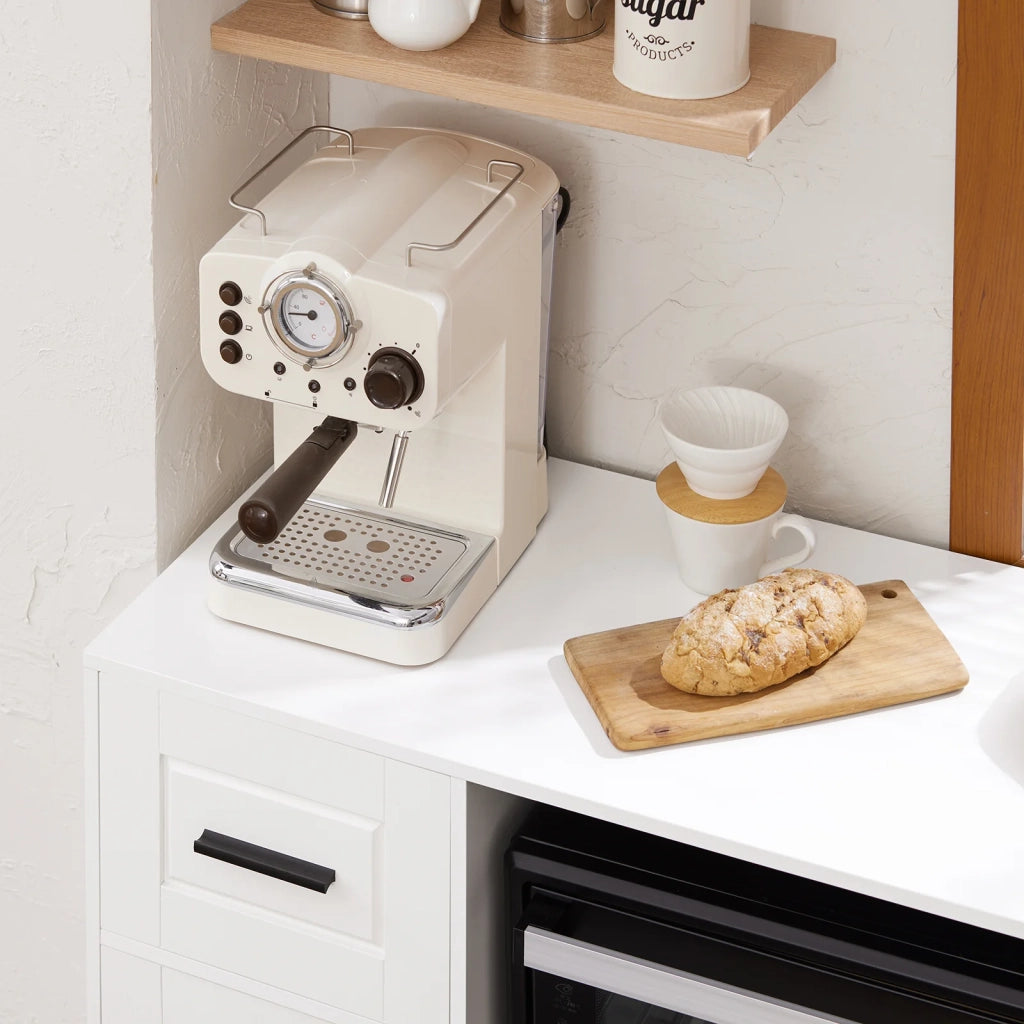 Credenza con ruote Mobile per Microonde da Cucina con 1 Cassetto, 3 Ante Armadio cucina 89x40x89cm coolore bianco FSB78-W SoBuy