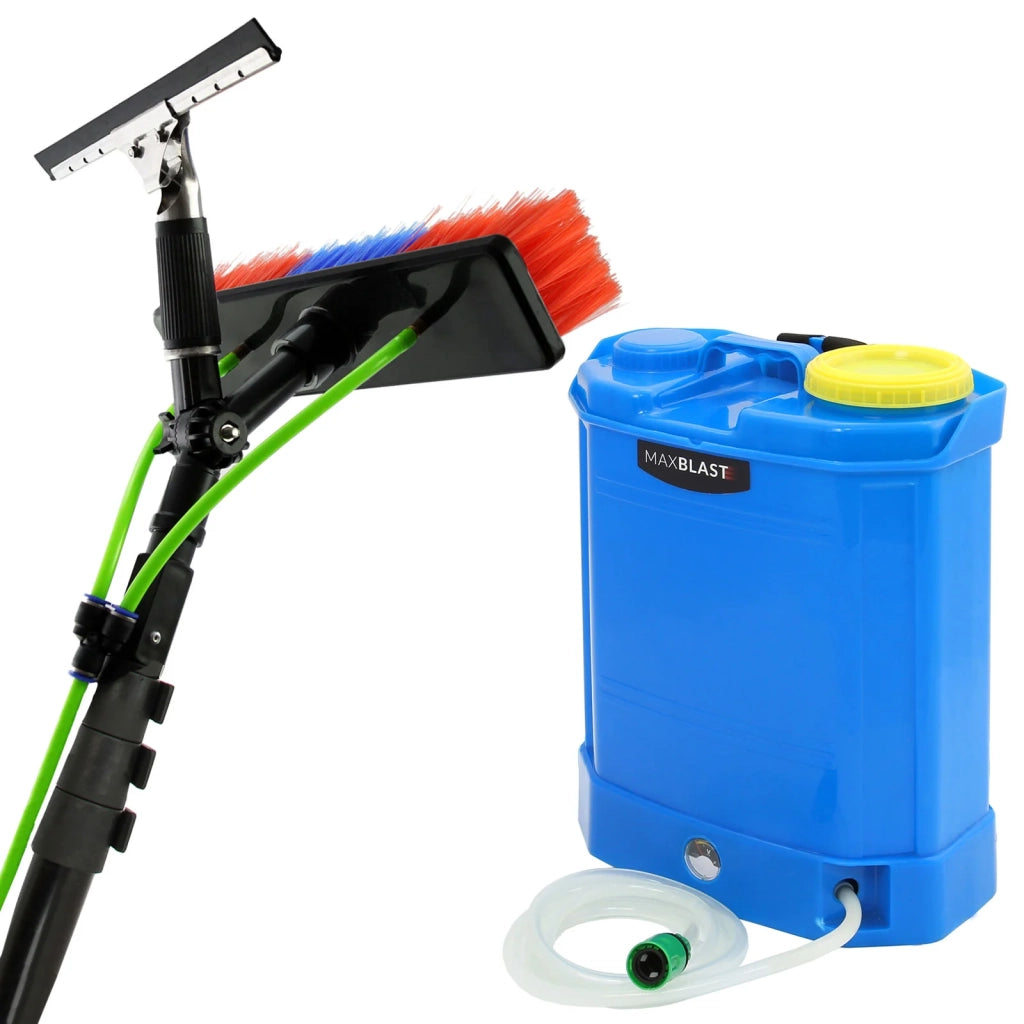 Zaino Per Acqua 16 Litri & Asta Telescopica Estensibile 6 Metri Con Spazzola