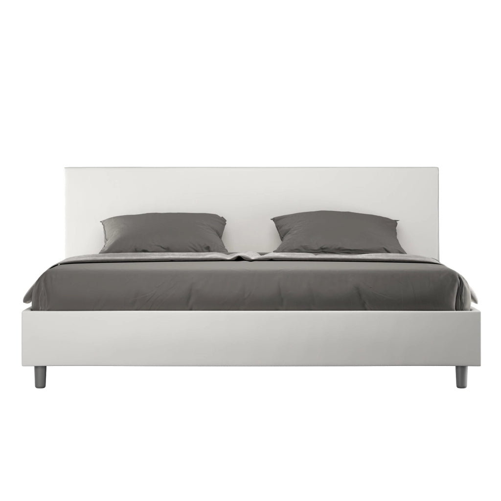Letto Matrimoniale Large 180x210 cm con Rete e Contenitore Adele Bianco