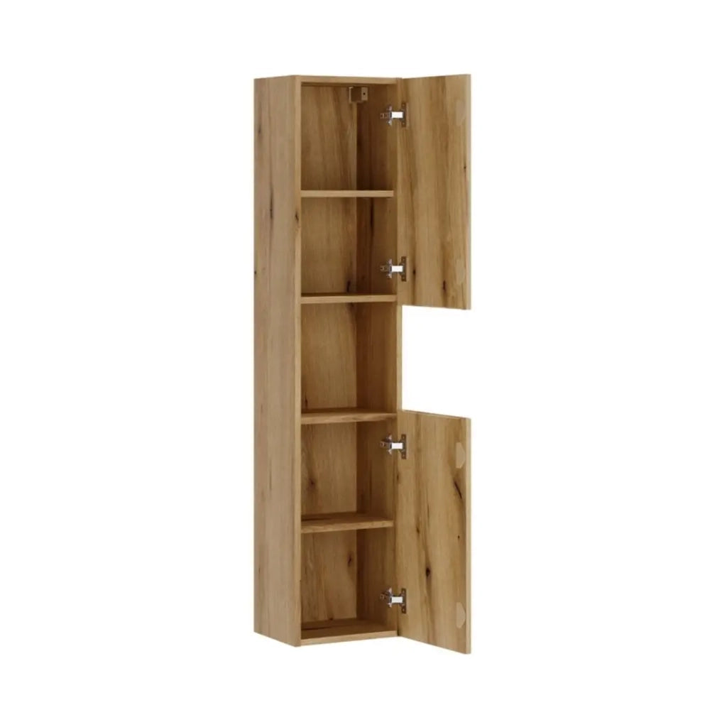 Insieme VANO rovere chiaro 80cm: mobile sotto lavabo con cassetti + piano per lavabo + lavabo rettangolare da appoggio + colonna
