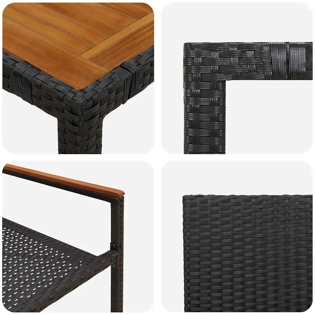 Set da Pranzo per Giardino 7 pcs Nero polyrattan 3365410