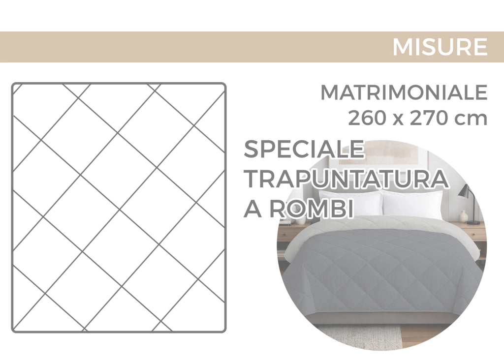 Trapuntino Piumino Estivo Primaverile 100gr/mq Leggero Disegno Baia - Matrimoniale - Lilla