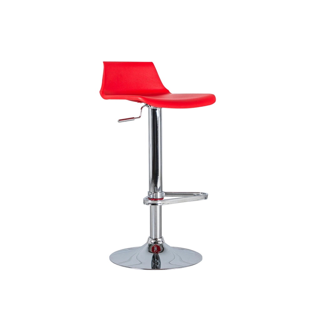 Sgabello Moderno Fred con Seduta e Schienale in Polipropilene Rosso, Struttura in Metallo e Sistema di Alzata a Gas - Design Ergonomico