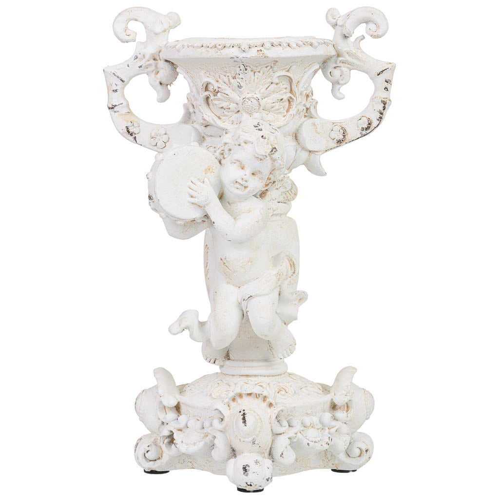 Candele a forma di angelo in resina bianca, 17x15x27,5 cm