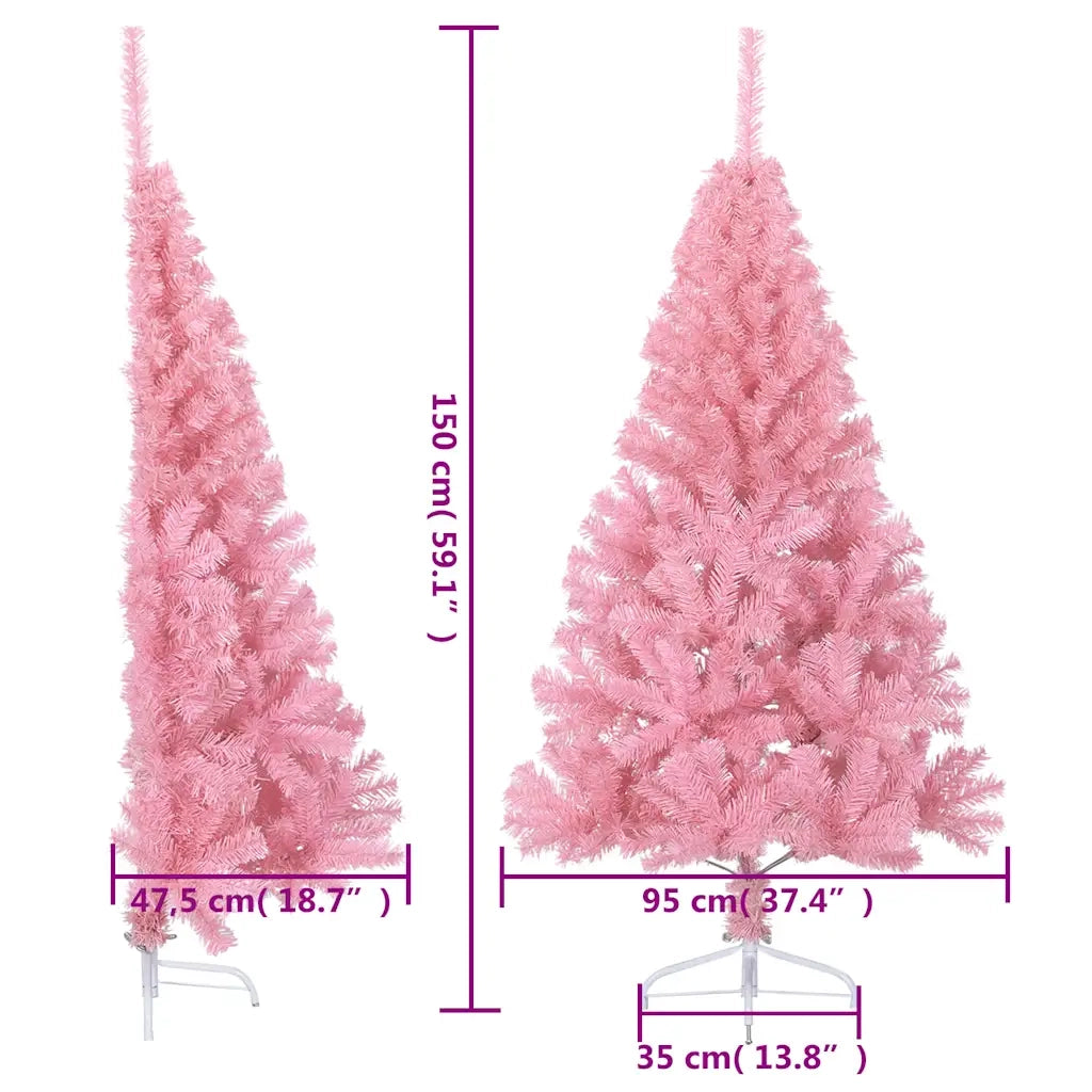 Albero di Natale | Decorazioni natalizie Artificiale a Met¨¤ con Supporto Rosa 150cm PVC