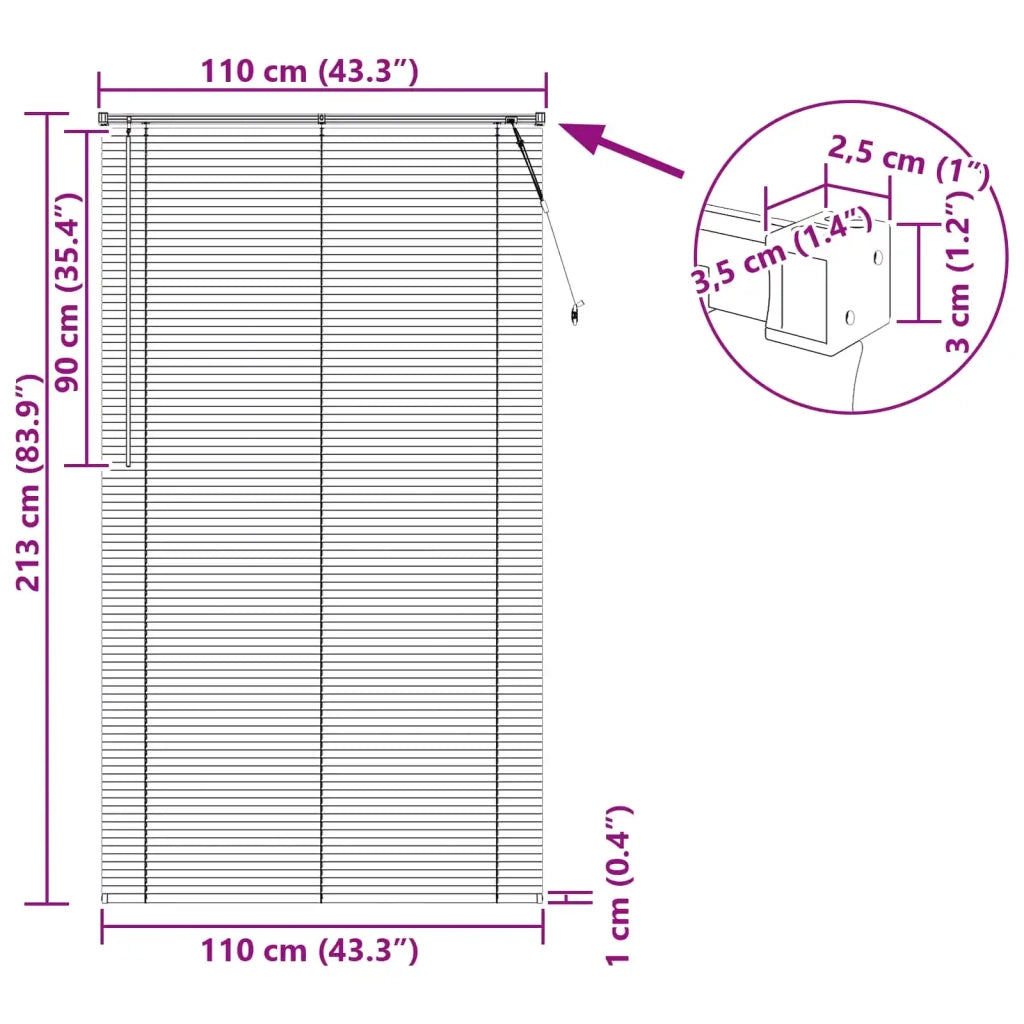 Tenda Veneziana | Tenda a lamelle Marrone Scuro con Motivo 213 x 110 cm 25 mm PVC