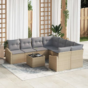 Set di divani 9 pcs Beige e Grigio Chiaro polyrattan