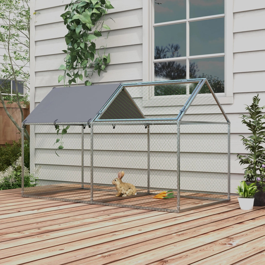 Gabbia per Animali in Acciaio con Tetto in Tessuto ¨C zephmum ¨C 198x100x120 cm Verde Argento