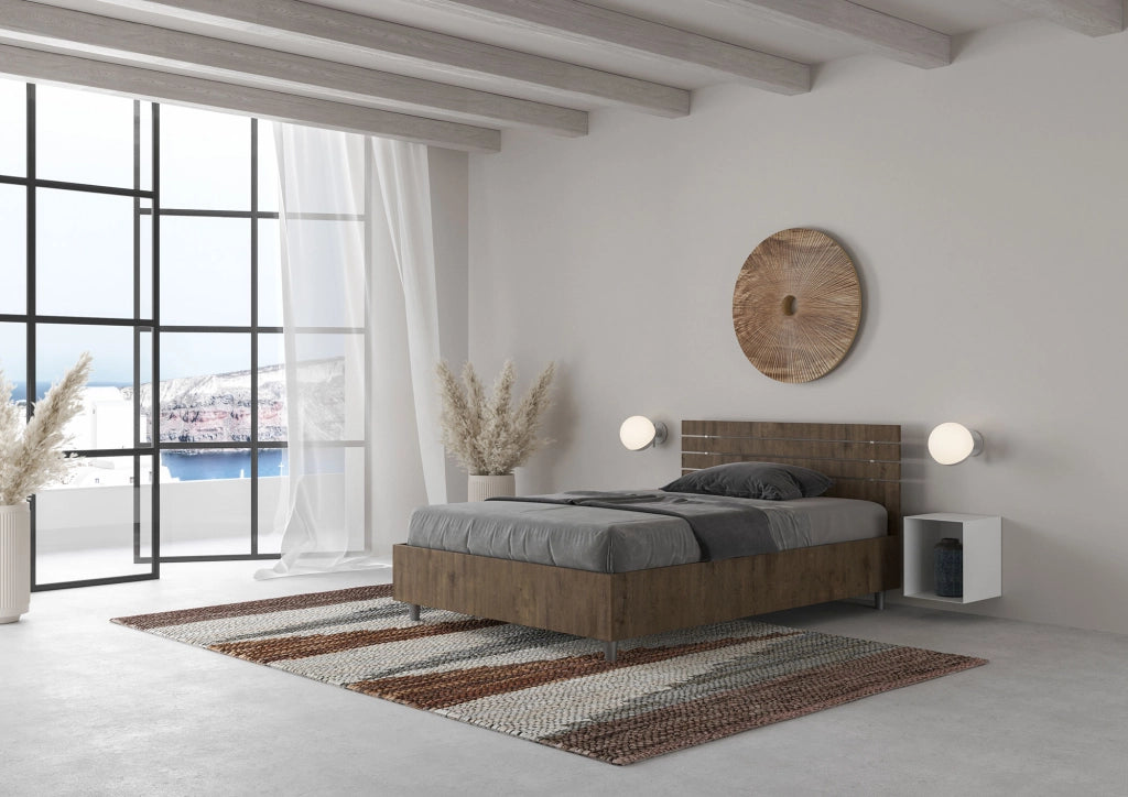 BS COM Letto una piazza e mezza contenitore 120x190 testata dritta con doghe noce