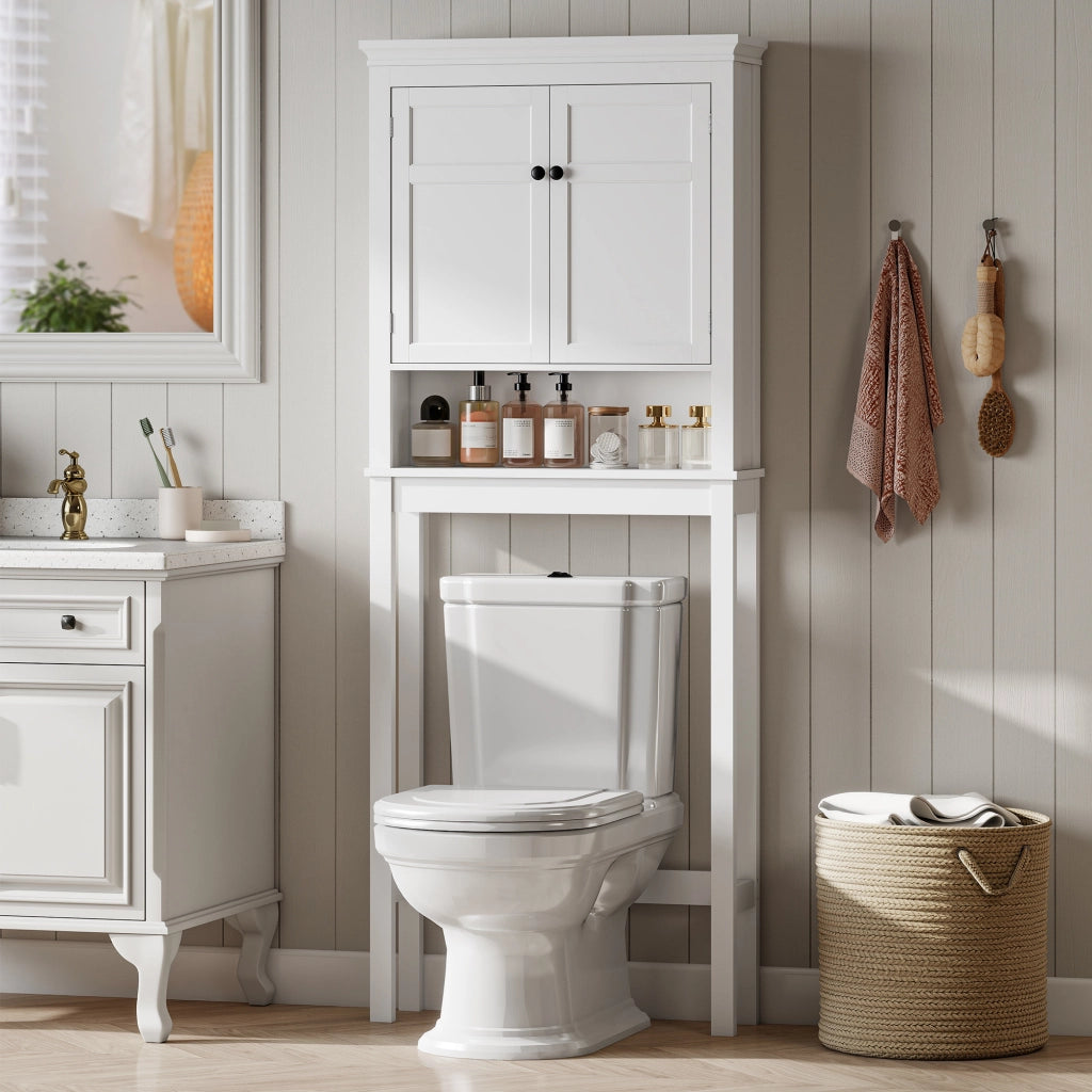 Mobile Bagno 2 Ante Sospeso con Ripiani Regolabili ¨C Minimal ¨C Bianco