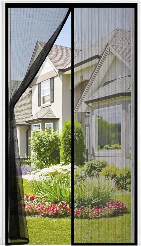 Balkondeur Insetti Repellente 100x210cm - Telaio Magnetico per Balcone Terrazza Sottoterra - Montaggio Autoadesivo - Nero schermatura