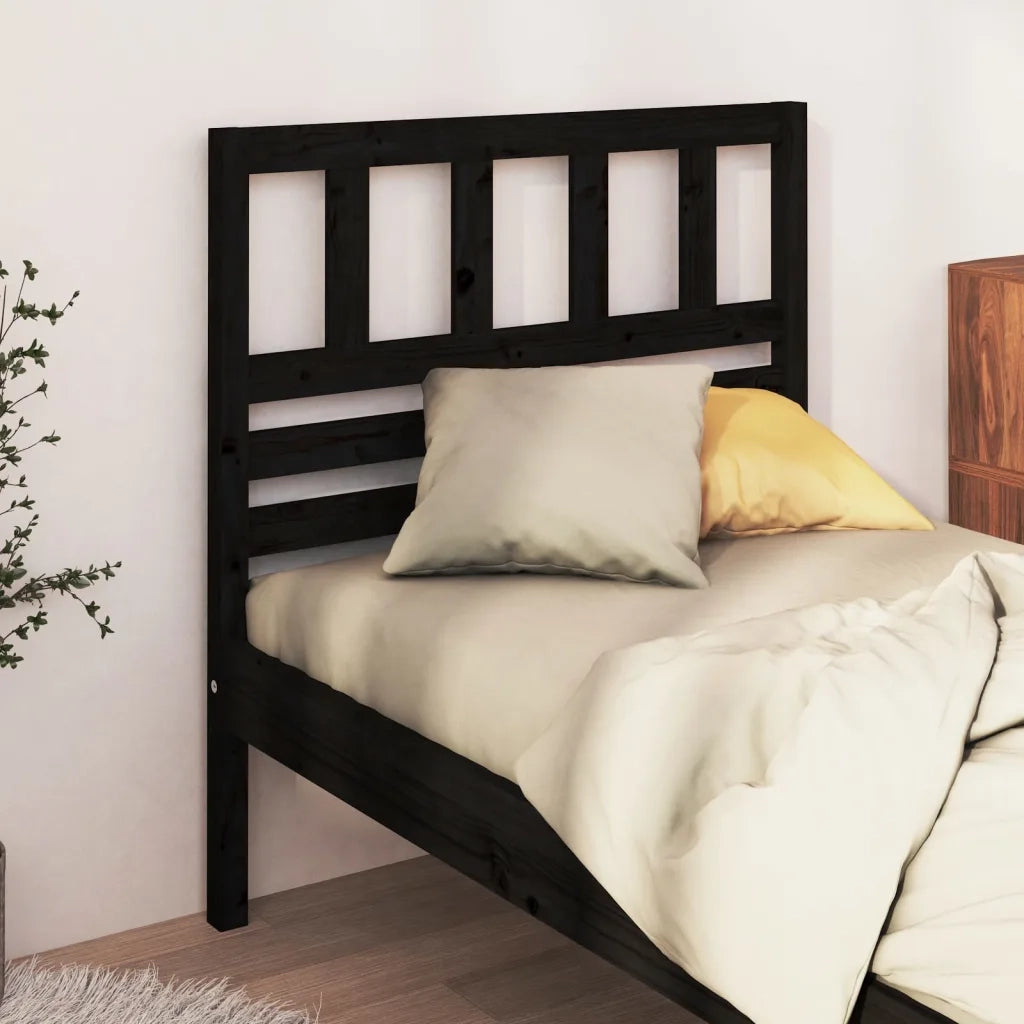 Testiera per Letto-Testata-Testiera Decorativa Nera 106x4x100 cm in Legno Massello di Pino 488218