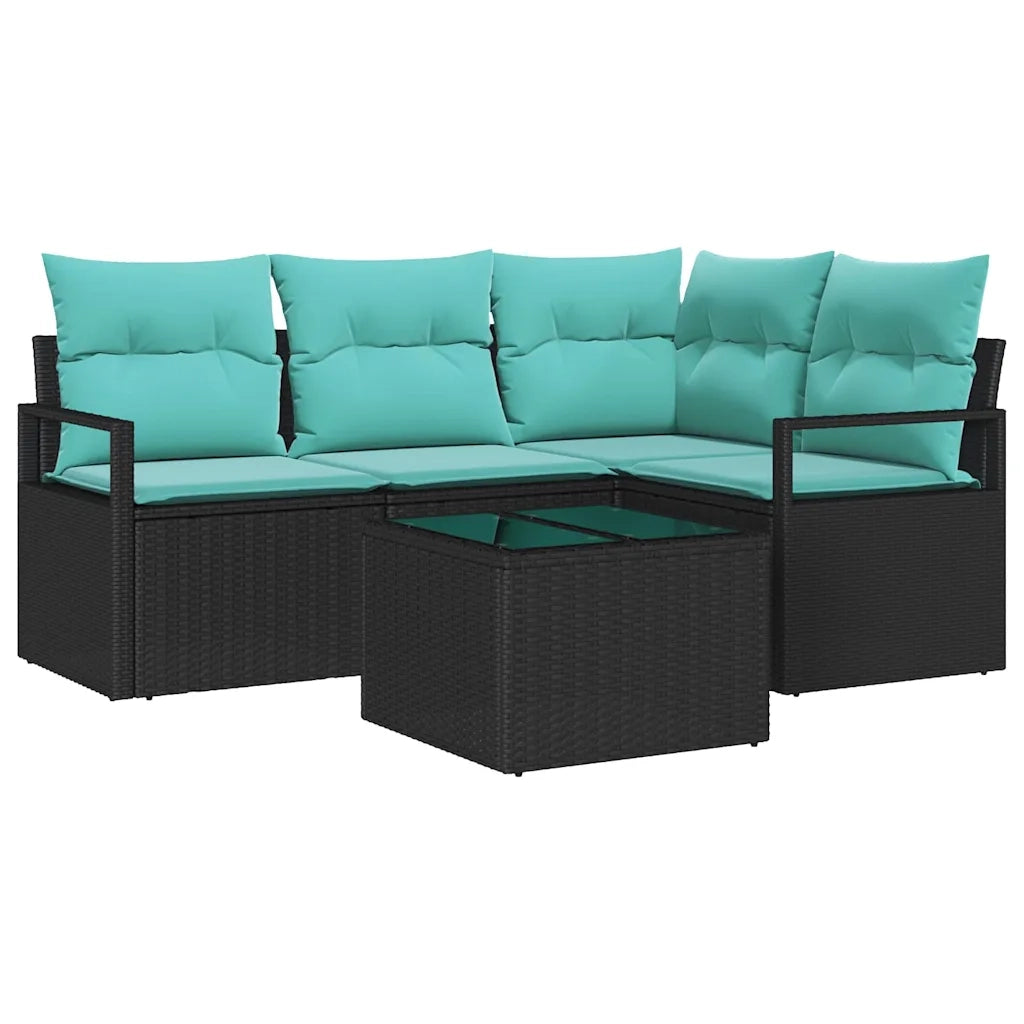 Set di divani con cuscino 5 pcs Nero polyrattan 3346376