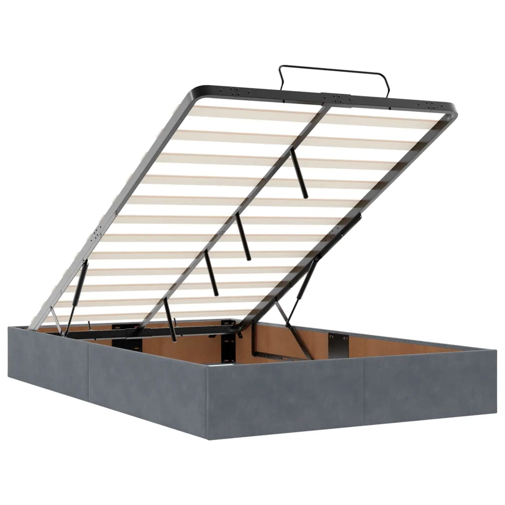 Letto Ottomano con Materasso e LED Grigio Scuro 120 x 190 cm 3458218
