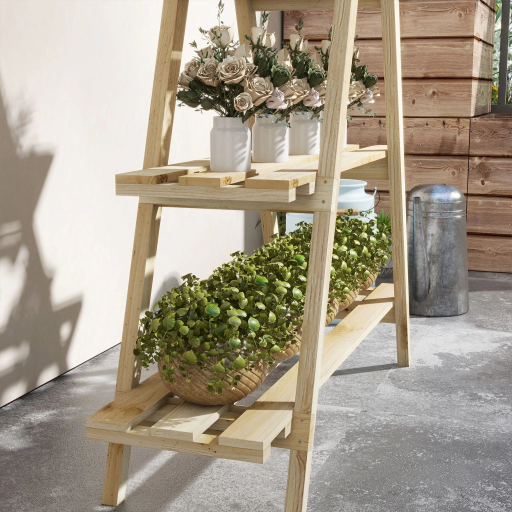 Portapiante a Doghe Verticale 3 Livelli ¨C Minimal ¨C Legno 100x36x112 cm