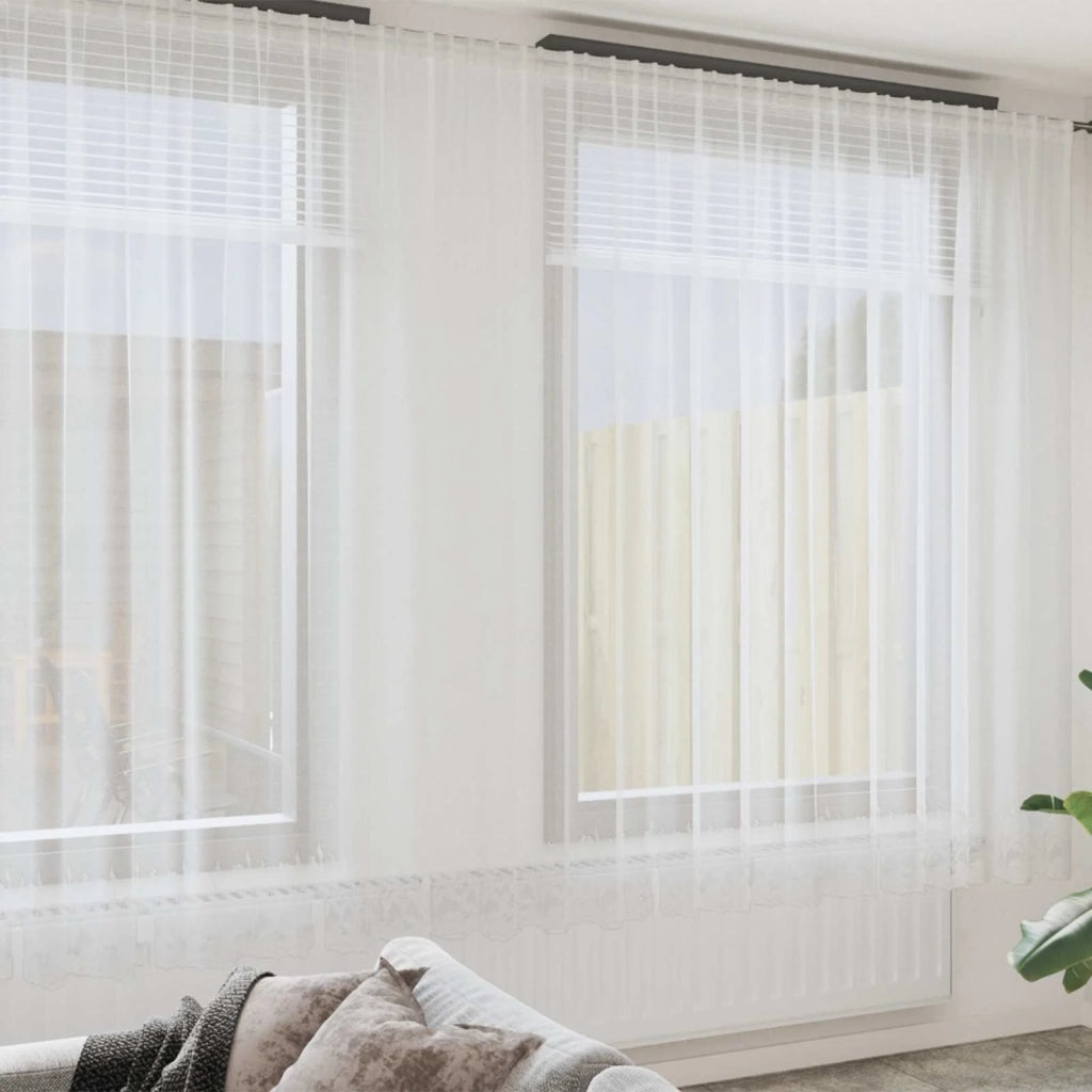Tenda in Pizzo con tende Bianco 280 x 750 cm Poliestere 4107954