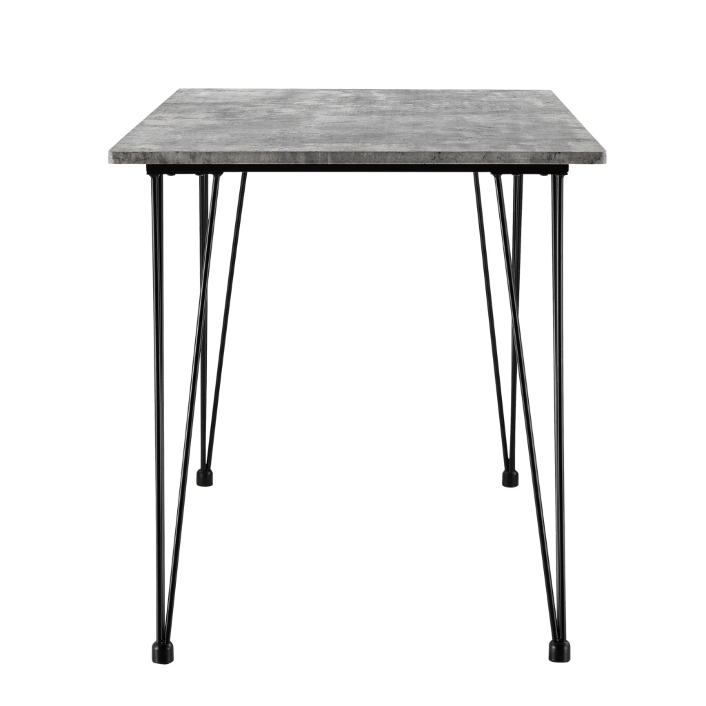 Tavolo da pranzo/cucina/soggiorno per 4 persone piano in MDF 120 cm effetto cemento e nero 03_0004272