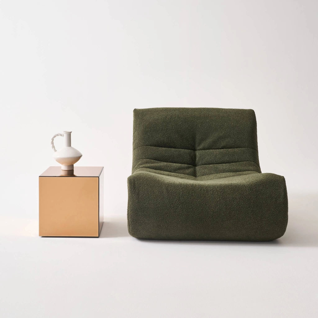 Tavolino, lato del divano, cubo a specchio 35cm, ambre