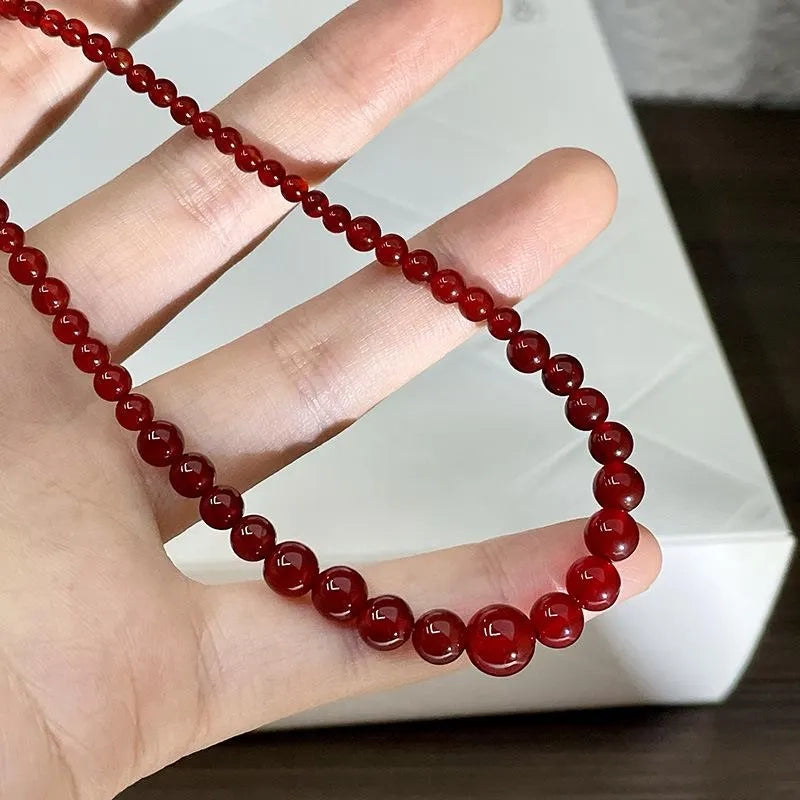 Collana vintage in agata rossa fatta a mano, regalo di Natale per donna, regalo di compleanno