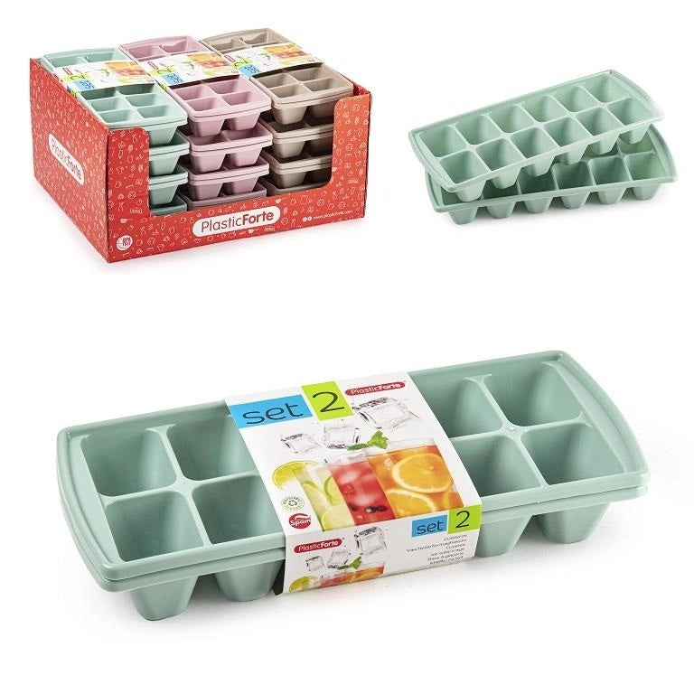 Set 2 Pezzi Formetta Ghiaccio in Plastica 3 Colori Disponibili