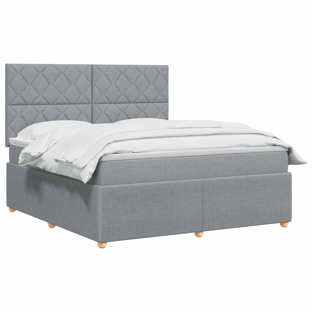 Letto Box Spring LED con Materasso Grigio Chiaro 140 x 200 cm 3455881