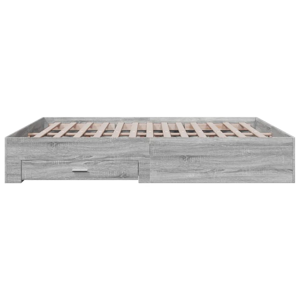 Letto matrimoniale | Letto per adulti | Giroletto Cassetti Grigio Sonoma 200x200 cm Legno Multistrato