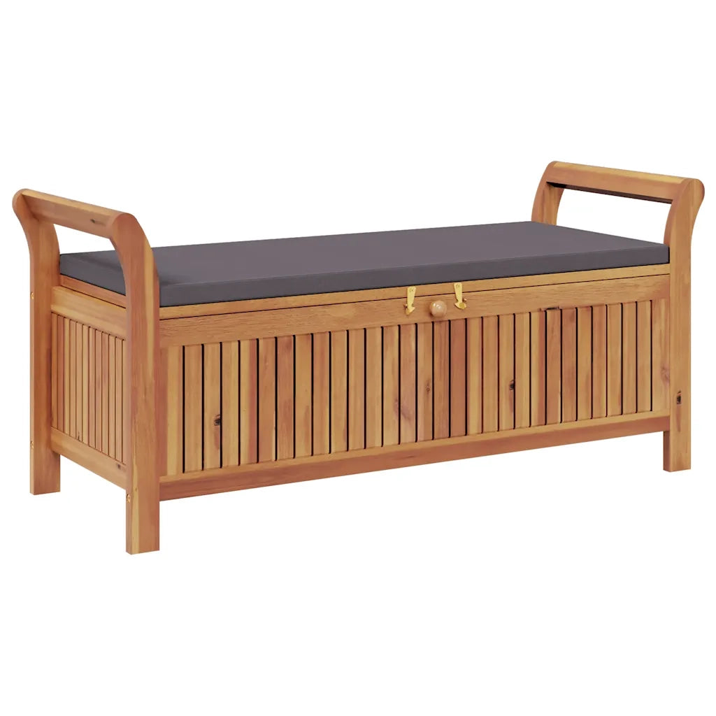 Panca Portaoggetti Giardino Cuscino-Sgabello-Panca con Contenitore 126cm Legno Massello Acacia 582680