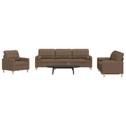 Set di Divani 3 pz con Cuscini Marrone in Tessuto 3278306