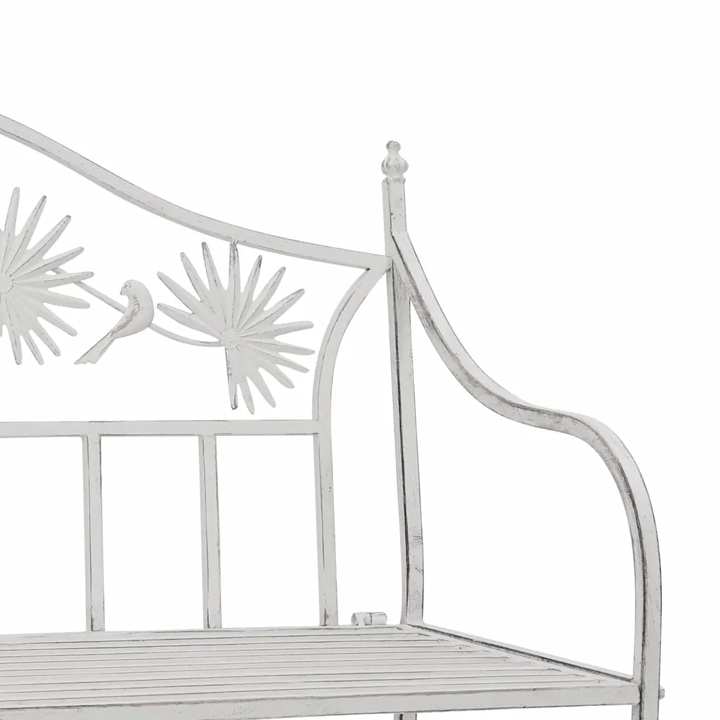 Panchina da Giardino | Panca da Giardino Bianco Antico 104 x 52,5 x 89 cm Acciaio