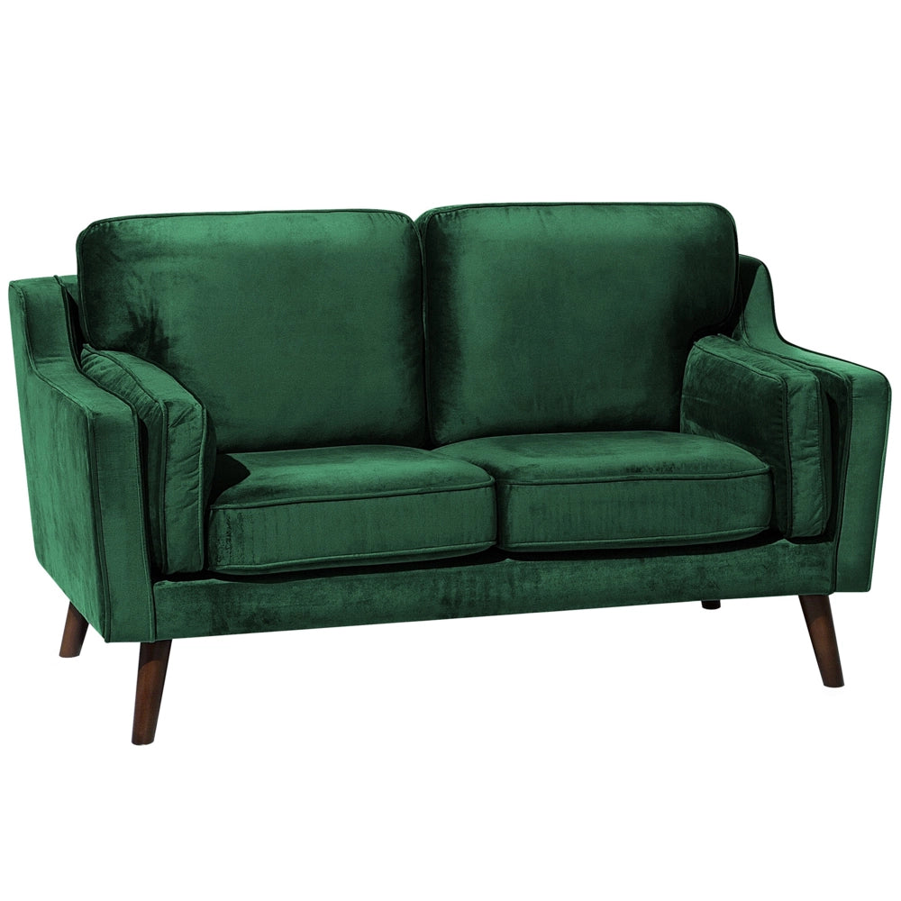 Divano Verde 2 Posti Gambe In Legno Velluto Classico e moderno