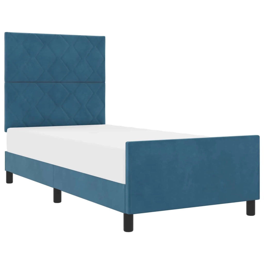 Letto a molle con testiera Blu Scuro 90 x 200 cm Velluto