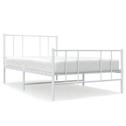 Letto singolo | Letto per adulti | Giroletto con Testiera e Pediera Metallo Bianco 100x200 cm