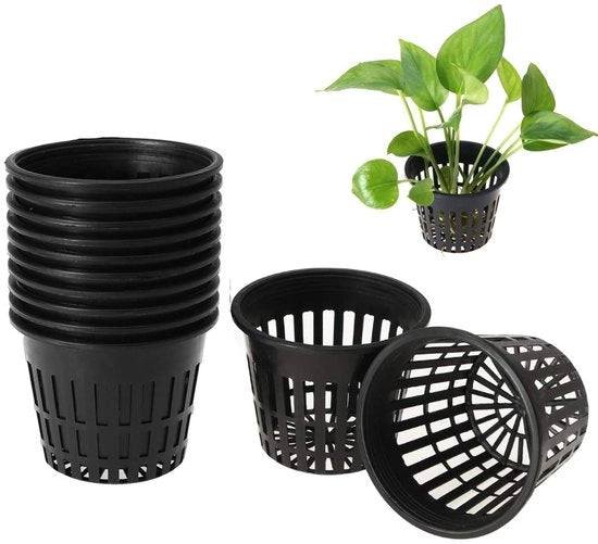 Set di secchi idraulici per giardino da 10 pezzi - Contenitore per piante in coltura idrica - PP - Nero - Sostenibile - Ideale per piante da appartamento