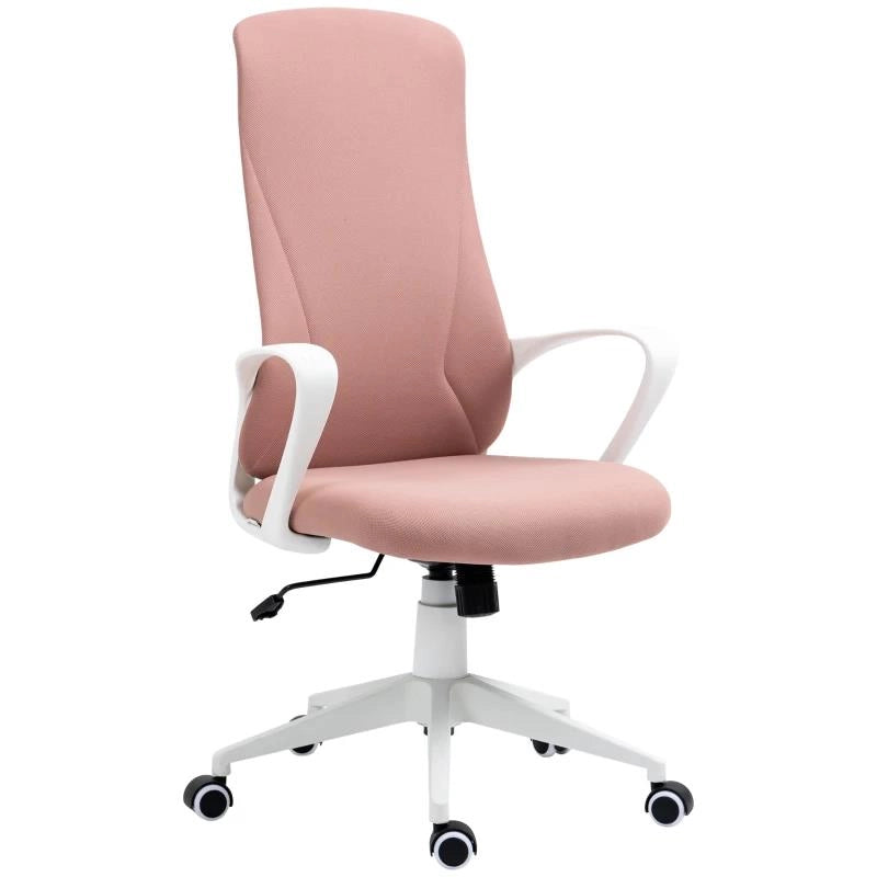 SEDIA DA UFFICIO ERGONOMICA E IMBOTTITA CON ALTEZZA REGOLABILE E DONDOLO, 62X56X110-119.5 CM, ROSA