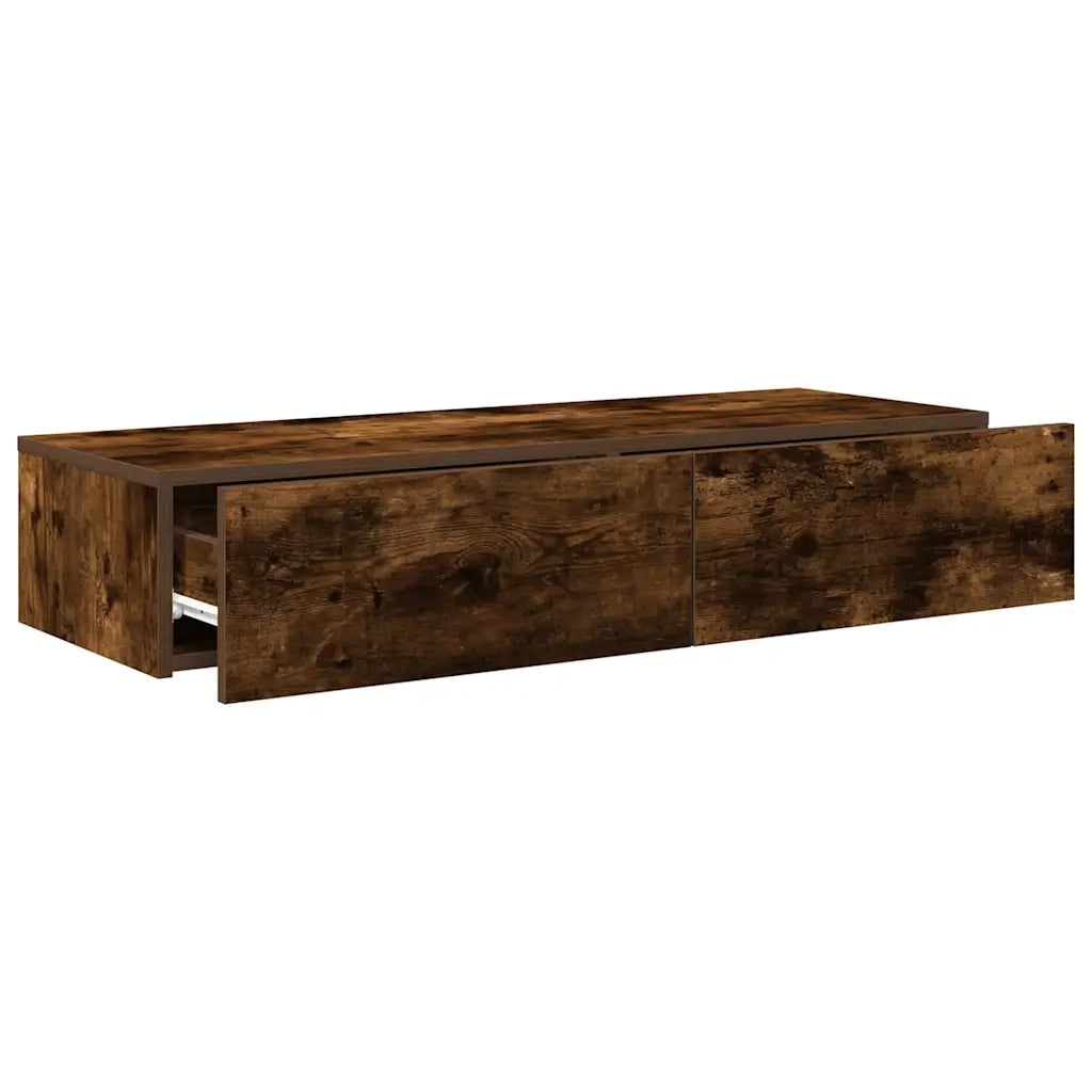 Scaffale a Parete con Cassetti Fumo 100x36x19 cm in Truciolato 859990