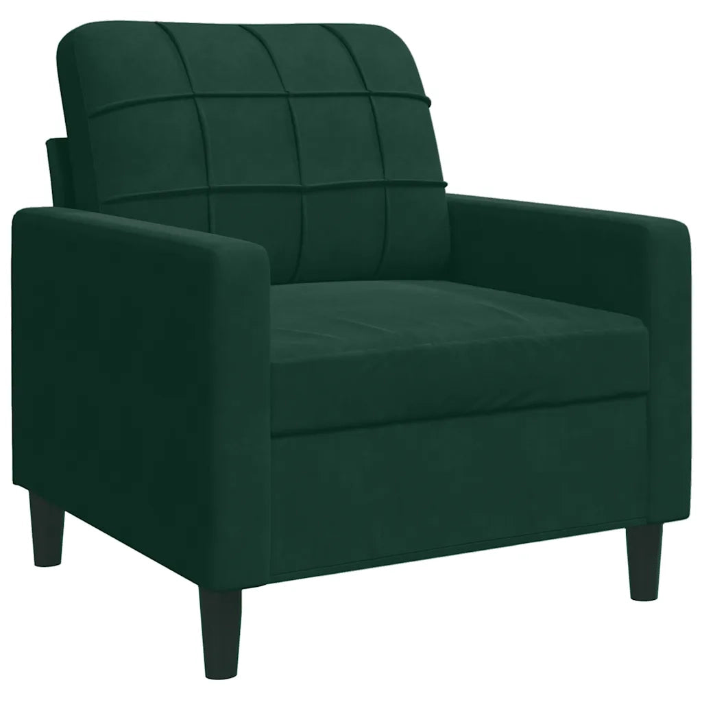 Set di Divani 3 pz con Cuscini Verde scuro in Velluto