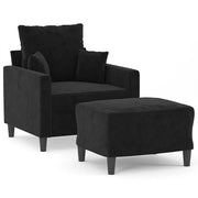 Poltrona | Sedia Relax con Poggiapiedi Nero 60 cm in Velluto