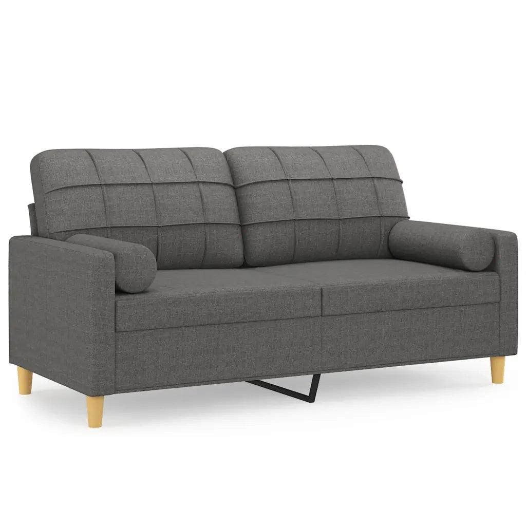 Divano a 2 Posti con Cuscini-Sofa 2 Posti con Cuscini Grigio Scuro 140 cm in Tessuto 821975