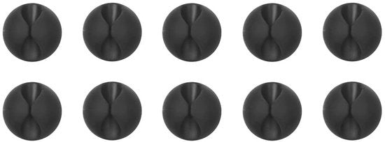 Set di Clip per Cavi di 10 pezzi - Clip per Cavi Self-adesivi - Organizzatore per Cavi - Gomma Elastica Flessibile - Nero - Ideale per Caricabatterie