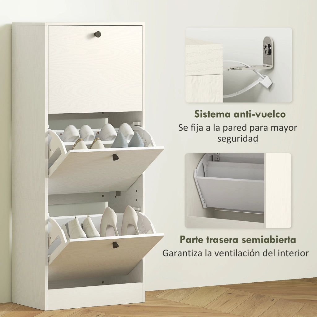 Cassettiera 3 ante con ripiani regolabili ¨C zephmum ¨C Bianco 47x28x115 cm