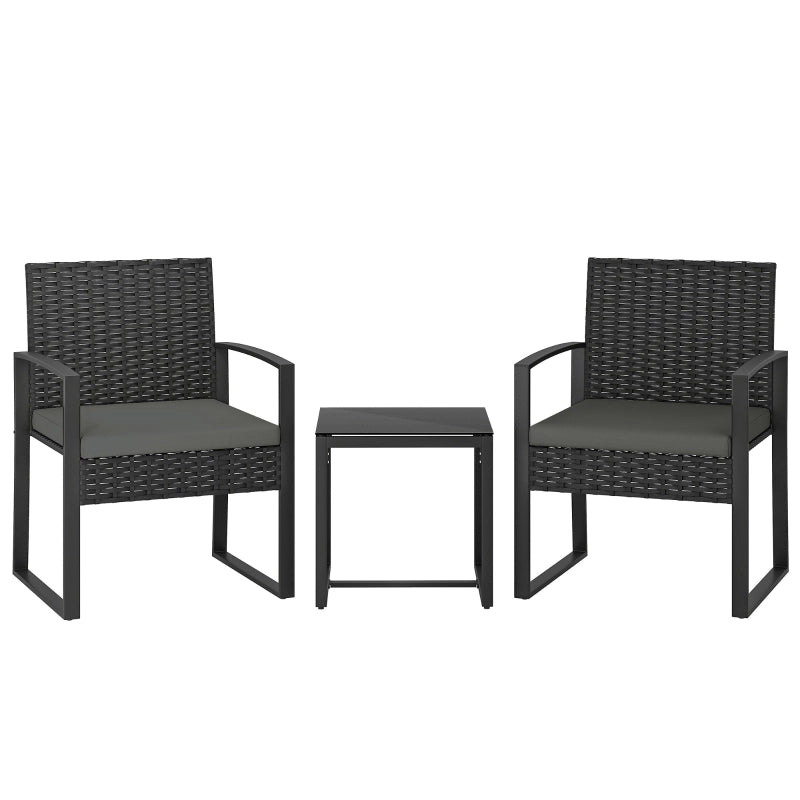 DESMIU Set relax da esterno 2 poltrone e tavolino con cuscini sfoderabili in acciaio grigio scuro