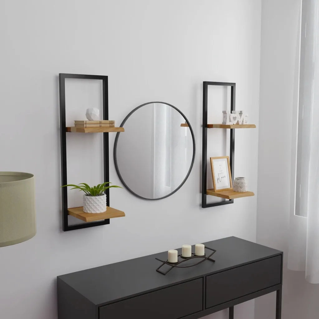 Mensole Parete 2 pz 25x25x75 cm Legno Massello Acacia e Acciaio 338462