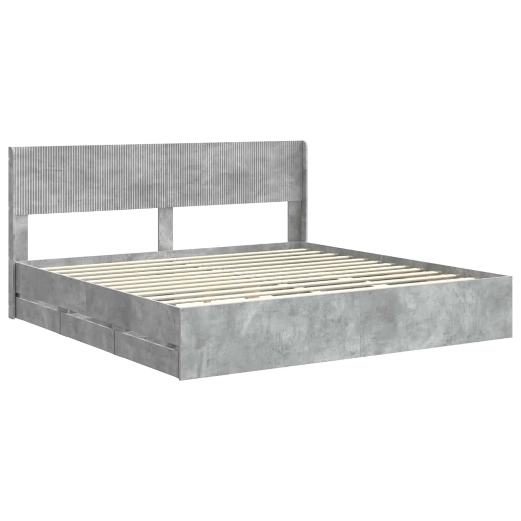 Struttura del letto con stoccaggio e testata Grigio Cemento 3414278