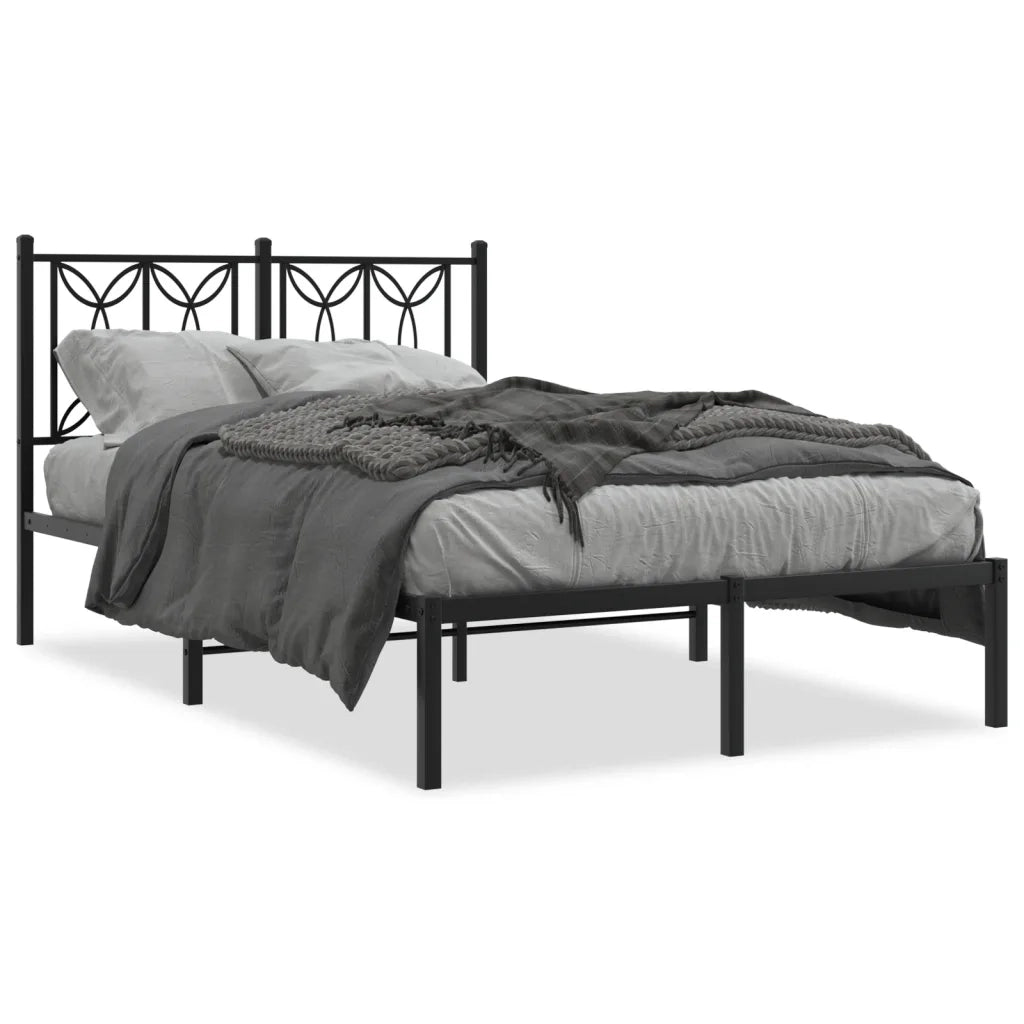 Giroletto con Testiera-Struttura Letto con testiera in Metallo Nero 120x190 cm 207122
