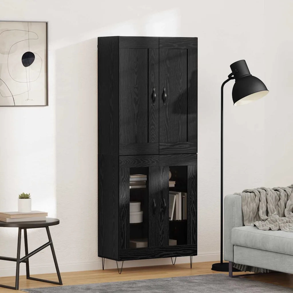 Credenza-Buffet-Armadio da cucina Rovere Nero 69,5 x 34 x 180 cm Legno multistrato 443139