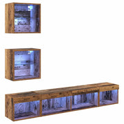 Unit¨¤ a muro per TV con LED con led 5 pz | Armadietto TV | Mobile Porta TV Legno vecchio